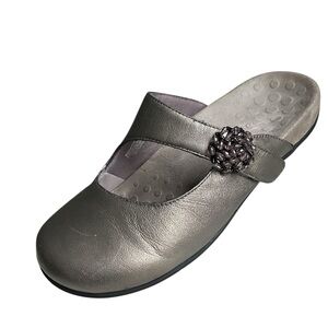Vionic Joan Slip On Mule PEWTER METALLIC Comfort Adjustable Shoe Women’s 8